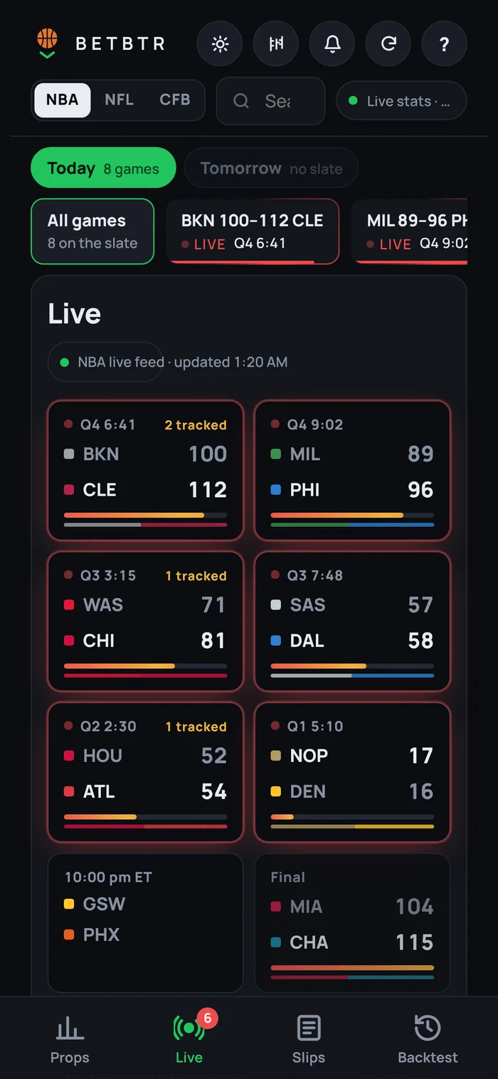 Live games on a phone