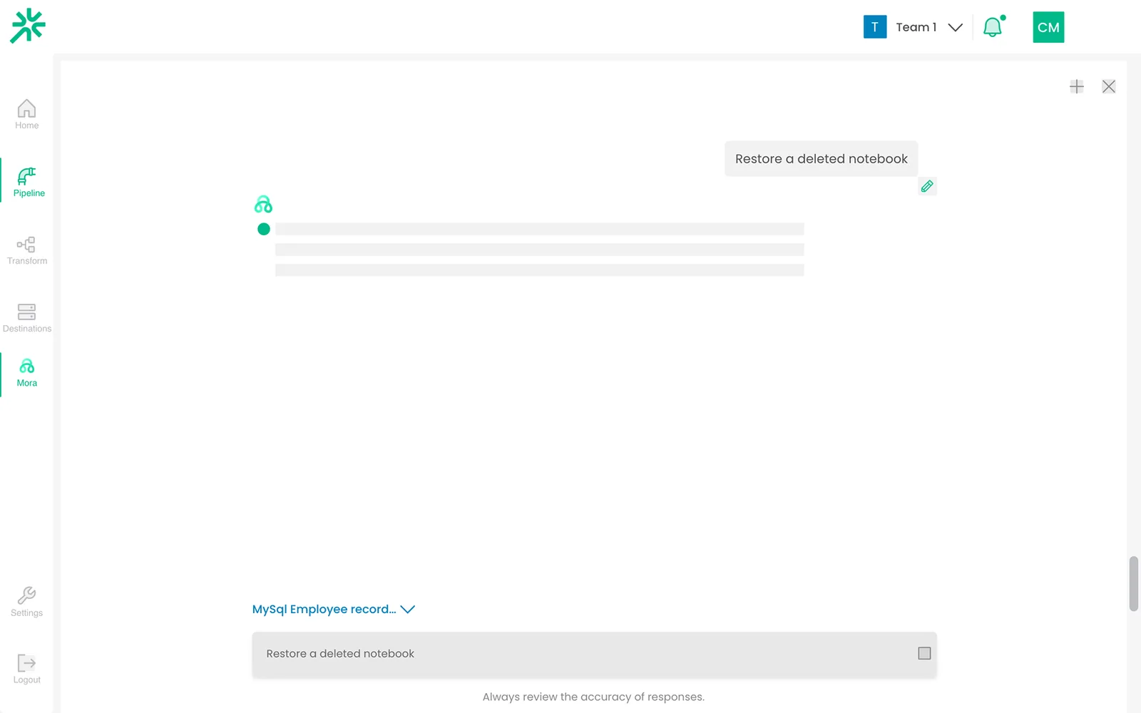 Skeleton screens while the assistant works on an answer.